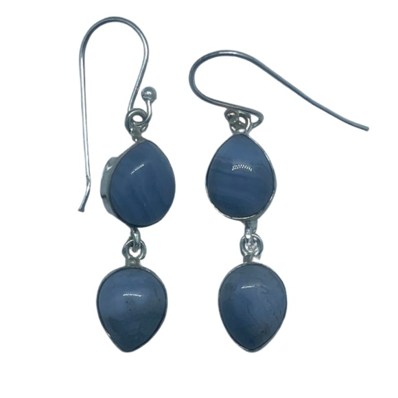 Blue Lace Agate Earrings - Picture 1 of 1